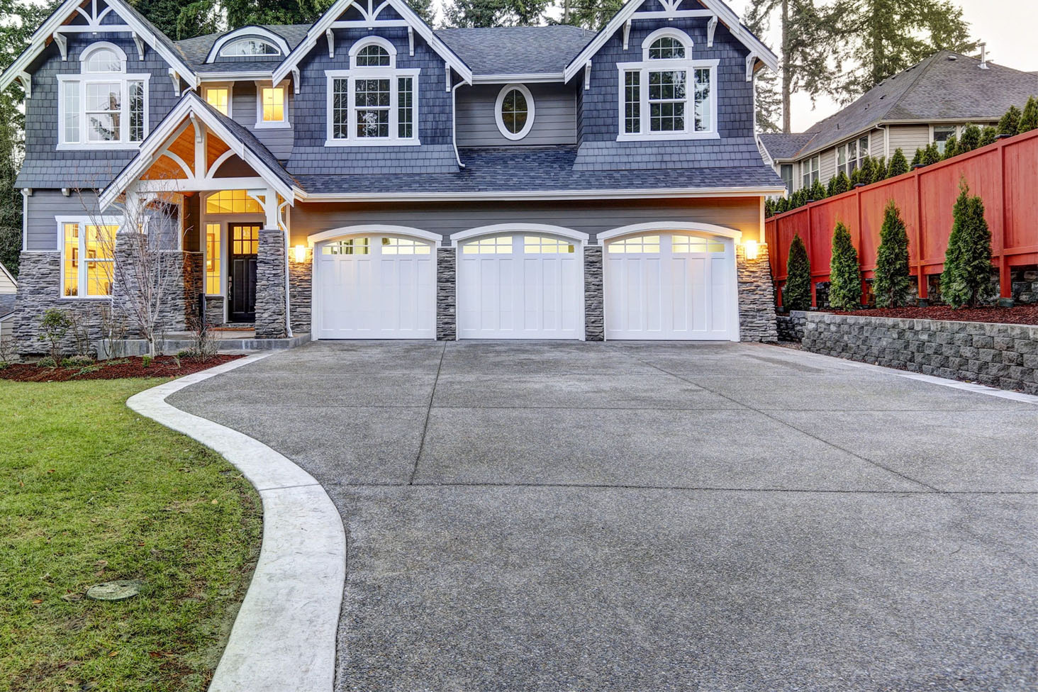 Garage Door Companies Ogden Utah - Long Concrete Driveway LeaD To Three AttacheD Garage Spaces 3